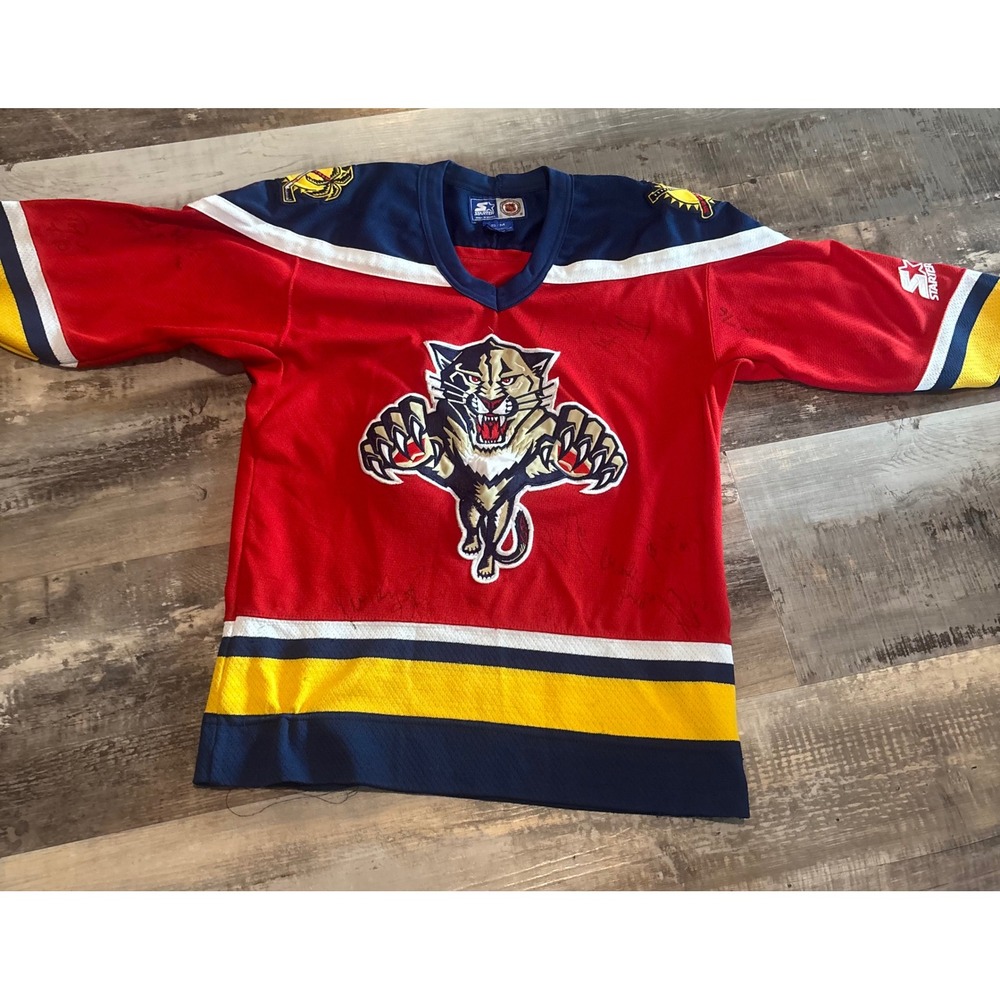 Vintage Florida Panthers Starter NHL Jersey Red Signed Mens SM 90s Hockey